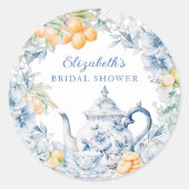 Sticker Rond Fête de mariage avec thé à l'aquarelle (Devant)