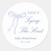 Sticker Rond Fête de mariage avec un nœud bleu (Devant)