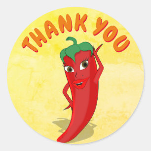 Sticker Rond Fête de mariage avec une diva au piment rouge