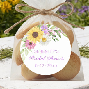 Sticker Rond Fête de mariage bohème florale avec tournesol et m