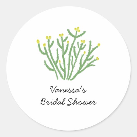 Sticker Rond Fête de mariage Cactus Cholla Fleur Jaune (Devant)