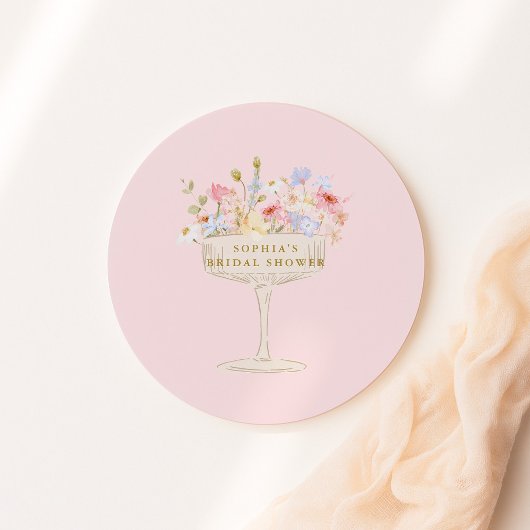 Sticker Rond Fête de mariage champêtre au champagne rose
