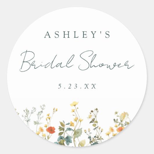 Sticker Rond Fête de mariage champêtre avec des fleurs sauvages (Devant)