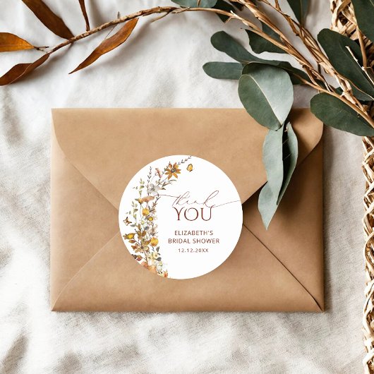 Sticker Rond Fête de mariage champêtre avec fleurs sauvages 