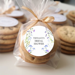 Sticker Rond Fête de mariage champêtre délicate fleur violette