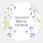 Sticker Rond Fête de mariage champêtre fleuri violet (Devant)