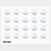 Sticker Rond Fête de mariage champêtre floral bleu (Feuille)