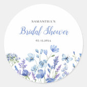 Sticker Rond Fête de mariage champêtre floral bleu (Devant)