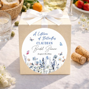 Sticker Rond Fête de mariage champêtre papillons Jacinthes