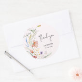 Sticker Rond Fête de mariage champêtre Rose (Enveloppe)