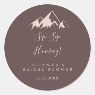 Sticker Rond Fête de mariage Clear Mountain Sip Sip Hooray