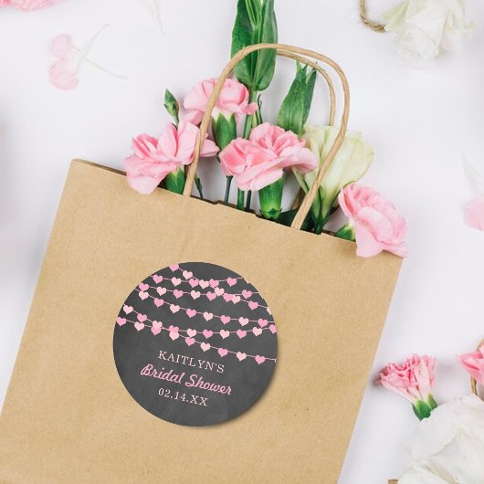 Sticker Rond Fête de mariage coeurs en string suspendus