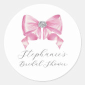 Sticker Rond Fête de mariage Coquette Glam Ruban Rose (Devant)