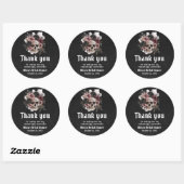 Sticker Rond Fête de mariage de crâne floral Halloween noir (Feuille)