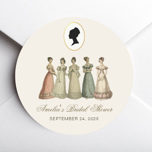 Sticker Rond Fête de mariage des dames de la Régence Silhouette