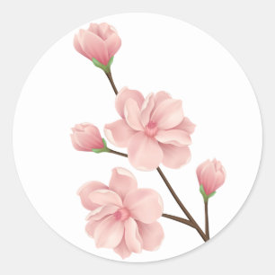 Sticker Rond Fête de mariage des fleurs de cerisiers roses flor