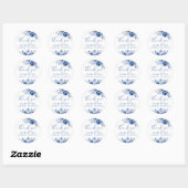 Sticker Rond Fête de mariage élégante aux fleurs bleues (Feuille)