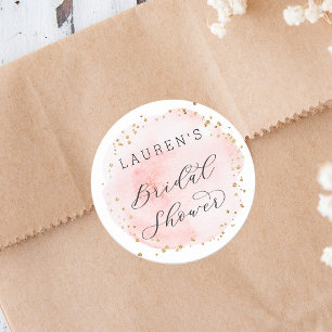 Sticker Rond Fête de mariage en cercles aquarelle rose poudré