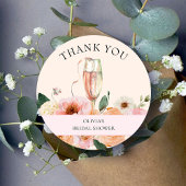 Sticker Rond Fête de mariage en Champagne aux fleurs roses mode