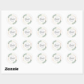 Sticker Rond Fête de Mariage Eucalyptus Géométrique avec Feuill (Feuille)