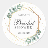 Sticker Rond Fête de Mariage Eucalyptus Géométrique avec Feuill (Devant)