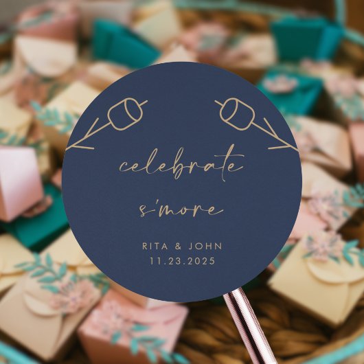 Sticker Rond Fête de mariage Favor S'more