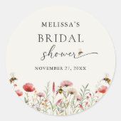 Sticker Rond Fête de Mariage Fleur de Champ à l'Aquarelle Prévu (Devant)