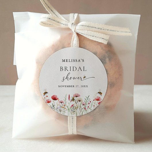 Sticker Rond Fête de Mariage Fleur de Champ à l'Aquarelle Prévu