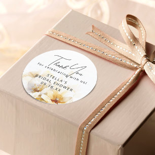 Sticker Rond Fête de mariage Fleur de Dieu aquarelle blanche