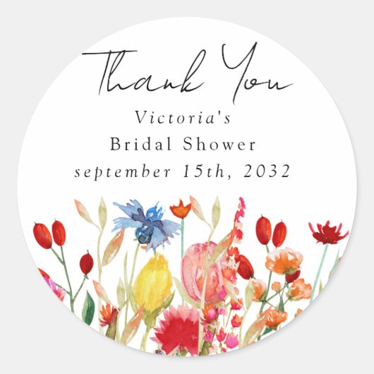 Sticker Rond Fête de Mariage Fleurs Aquarelles (Devant)