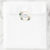 Sticker Rond Fête de mariage fleurs corail or géométrique roses (Sac)