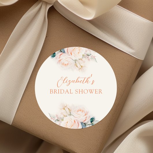 Sticker Rond Fête de Mariage Fleurs Pastel