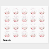 Sticker Rond Fête de mariage fleurs roses amour en fleurs (Feuille)