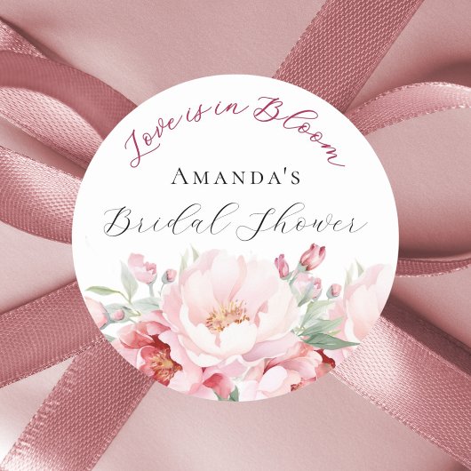 Sticker Rond Fête de mariage fleurs roses amour en fleurs