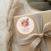 Sticker Rond Fête de Mariage Fleurs Tropicales Peluche de pêche