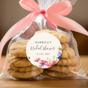 Sticker Rond Fête de mariage floral aquarelle fleurs sauvages