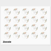 Sticker Rond Fête de mariage Floral Aquarelle Rose Vert (Feuille)