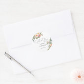 Sticker Rond Fête de mariage Floral Aquarelle Rose Vert (Enveloppe)
