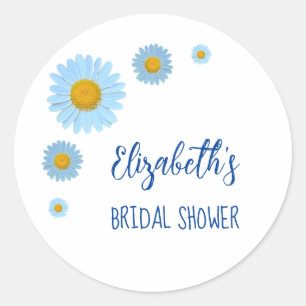 Sticker Rond Fête de mariage floral aux pâquerettes bleues