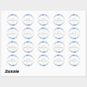Sticker Rond Fête de mariage floral avec Hydrangea bleue modern (Feuille)