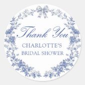 Sticker Rond Fête de mariage Floral Bleu (Devant)