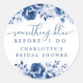 Sticker Rond Fête de mariage floral bleu (Devant)