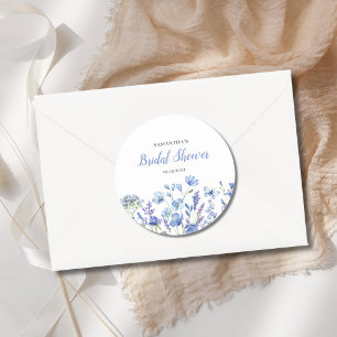 Sticker Rond Fête de mariage Floral Bleu Fleur des Champs