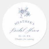 Sticker Rond Fête de mariage floral bleu quelque chose (Devant)