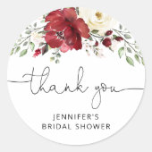 Sticker Rond Fête de mariage floral bordeaux  (Devant)