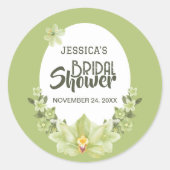 Sticker Rond Fête de mariage floral Clivia vert aquarelle (Devant)