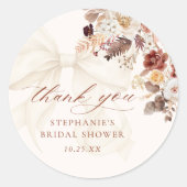 Sticker Rond Fête de mariage Floral d'automne Ruban Blanc (Devant)