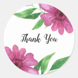 Sticker Rond Fête de mariage floral fleurs aquarelle rose print