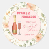 Sticker Rond Fête de mariage floral Gold avec Petits et Prosecc (Devant)