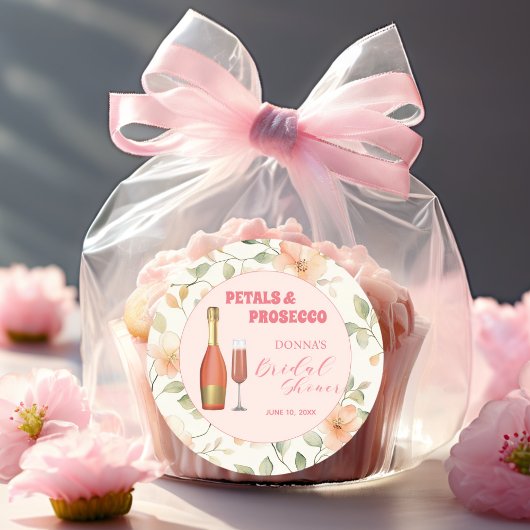 Sticker Rond Fête de mariage floral Gold avec Petits et Prosecc